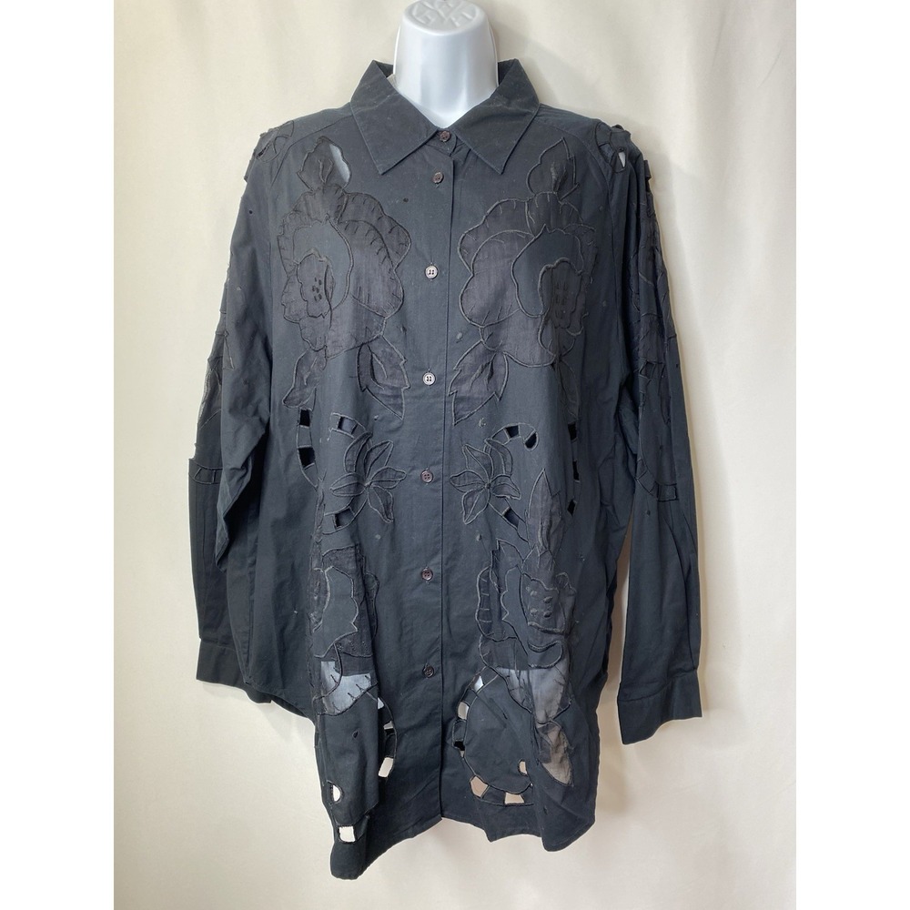Vintage Florissant Women's Button Up Shirt Set Size Large Floral Cut Out Cruiser